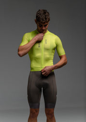 PISTACHIO JERSEY + STONE BIBS + BLACK/GREY SOCKS