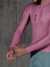 DUSTY CHERRY LS JERSEY + EUCALYPTO BIBS + WHITE/AQUA SOCKS